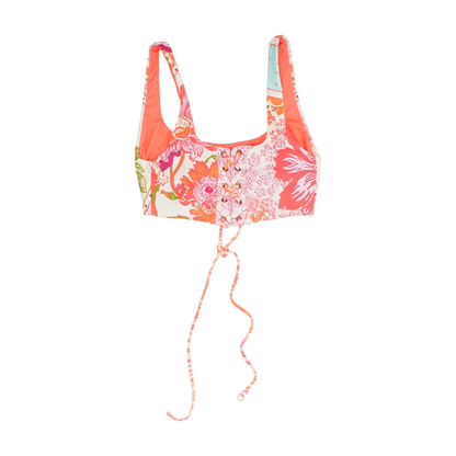Orange Abstract Swim Top