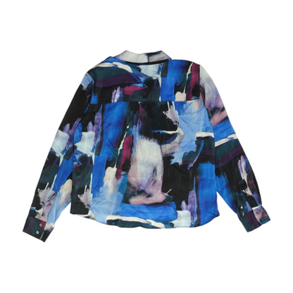 Blue Graphic Button Down