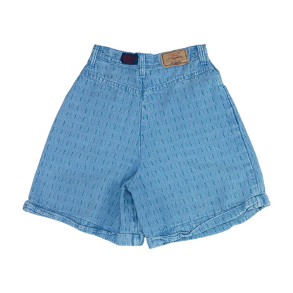 Vintage Blue Print Denim Shorts