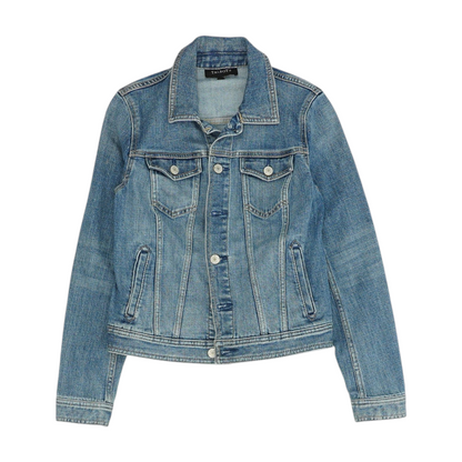 Talbots Blue Solid Denim Jacket – Image 1