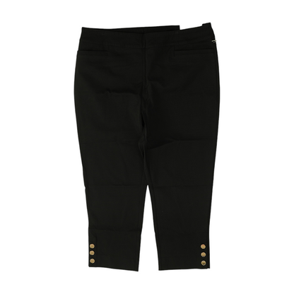 Black Solid Chino Capris