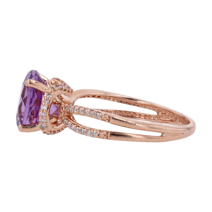 14K Rose Gold Purple Stone Fashion Ring