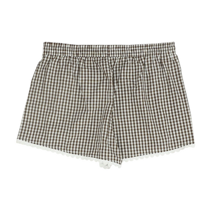 Brown Check Knit Shorts