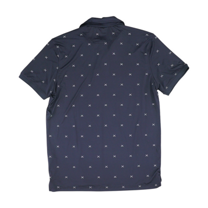 Navy Print Short Sleeve Polo