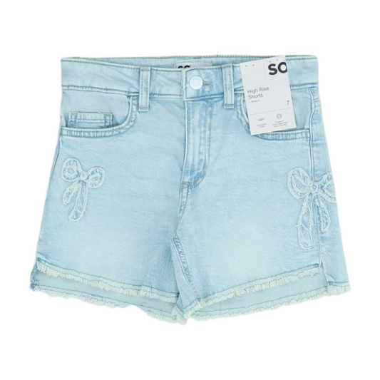 Blue Solid Denim Shorts
