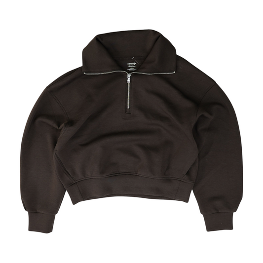 Brown Solid 1/4 Zip Pullover