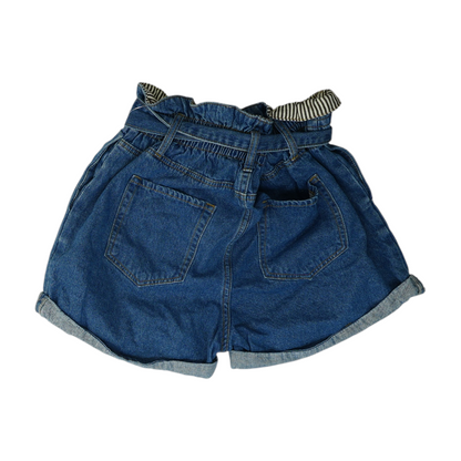 Blue Solid Denim Shorts