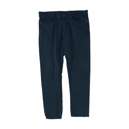 Navy Solid Casual Pants