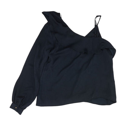 Navy Solid Long Sleeve Blouse