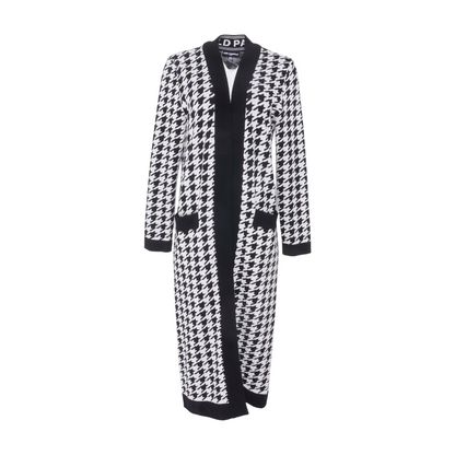 White Houndstooth Cardigan Sweater
