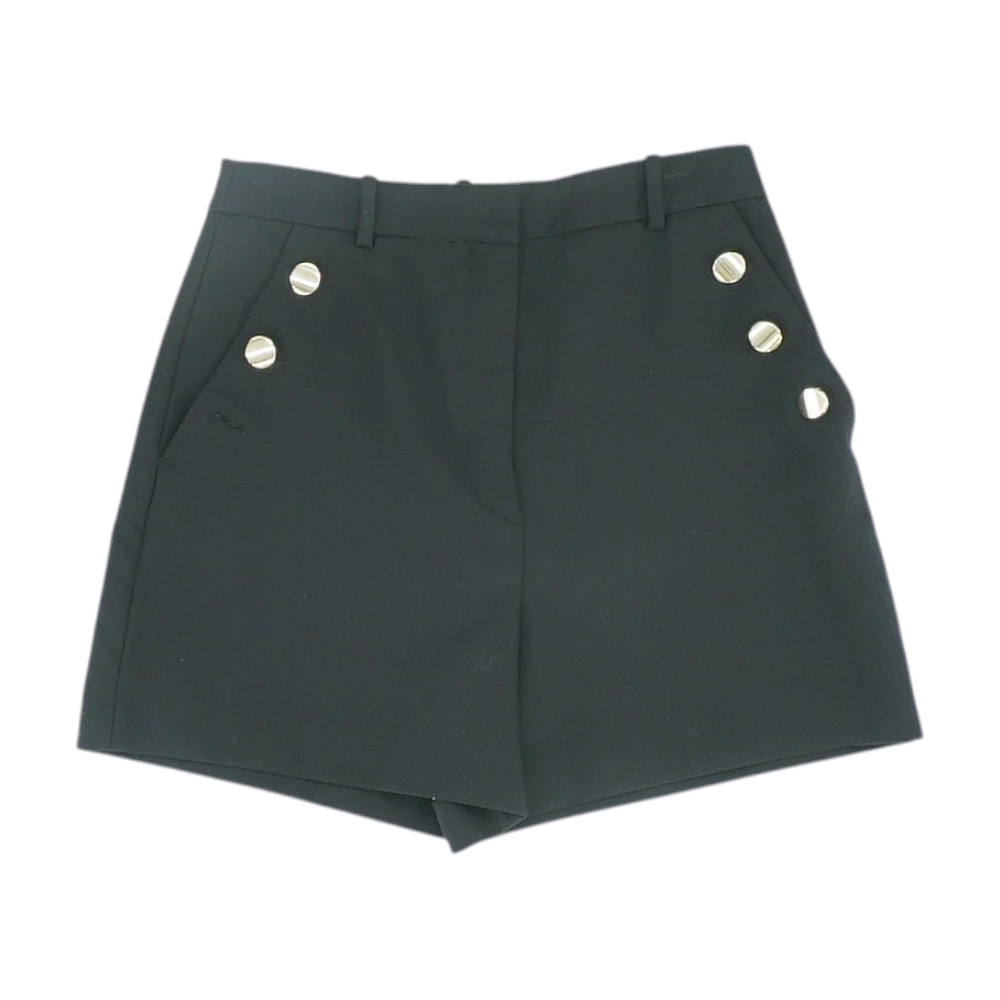 Black Solid Casual Shorts
