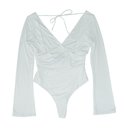 White Solid Long Sleeve Blouse