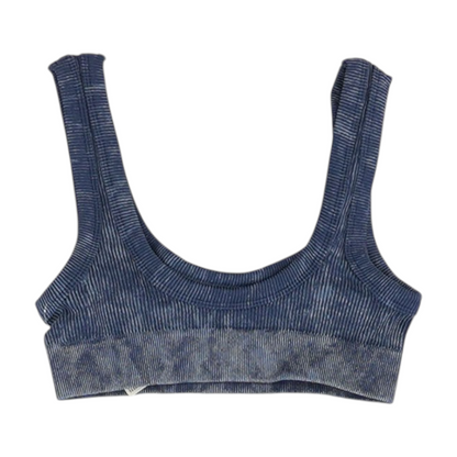 Blue Solid Sports Bra
