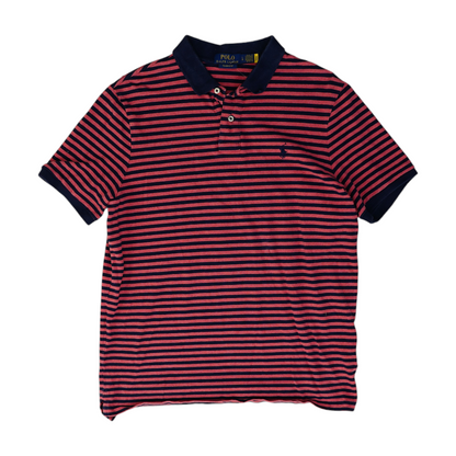 Navy Striped Short Sleeve Polo