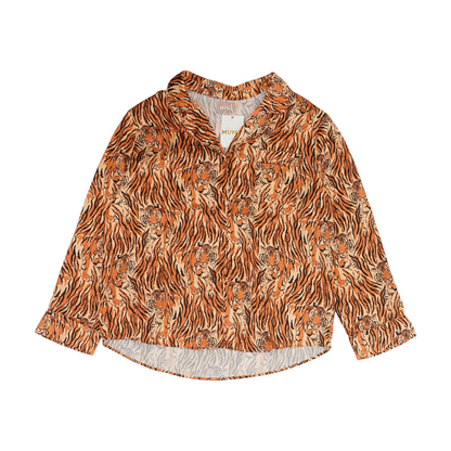 Orange Animal Print Button Down
