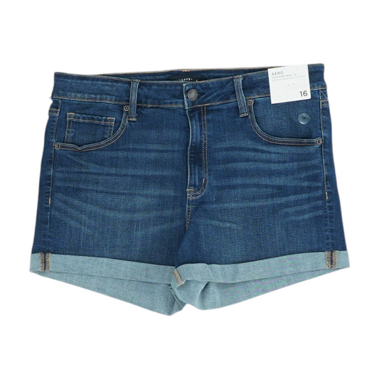 Navy Solid Denim Shorts