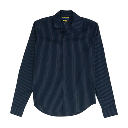 Navy Striped Long Sleeve Button Down