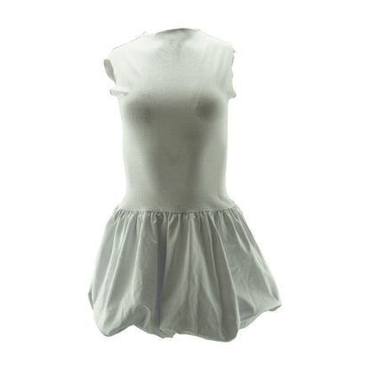 White Solid Mini Dress