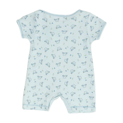 Blue Graphic Short Sleeve One-Piece