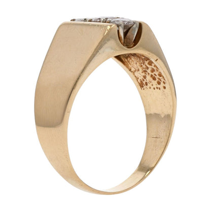 3/4 Ct 14K Gold Vertical Three Diamond Band