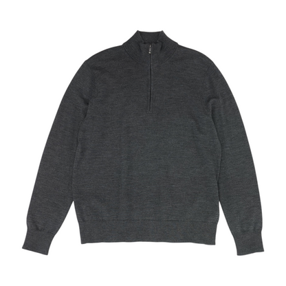 Gray Solid 1/4 Zip Sweater