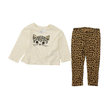 Beige Graphic Long Sleeve Set