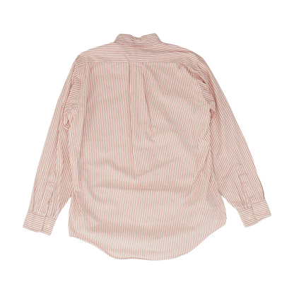 Red Long Striped Long Sleeve Button Down