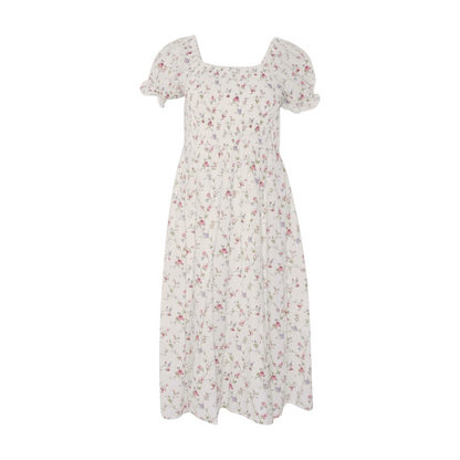 White Floral Midi Dress