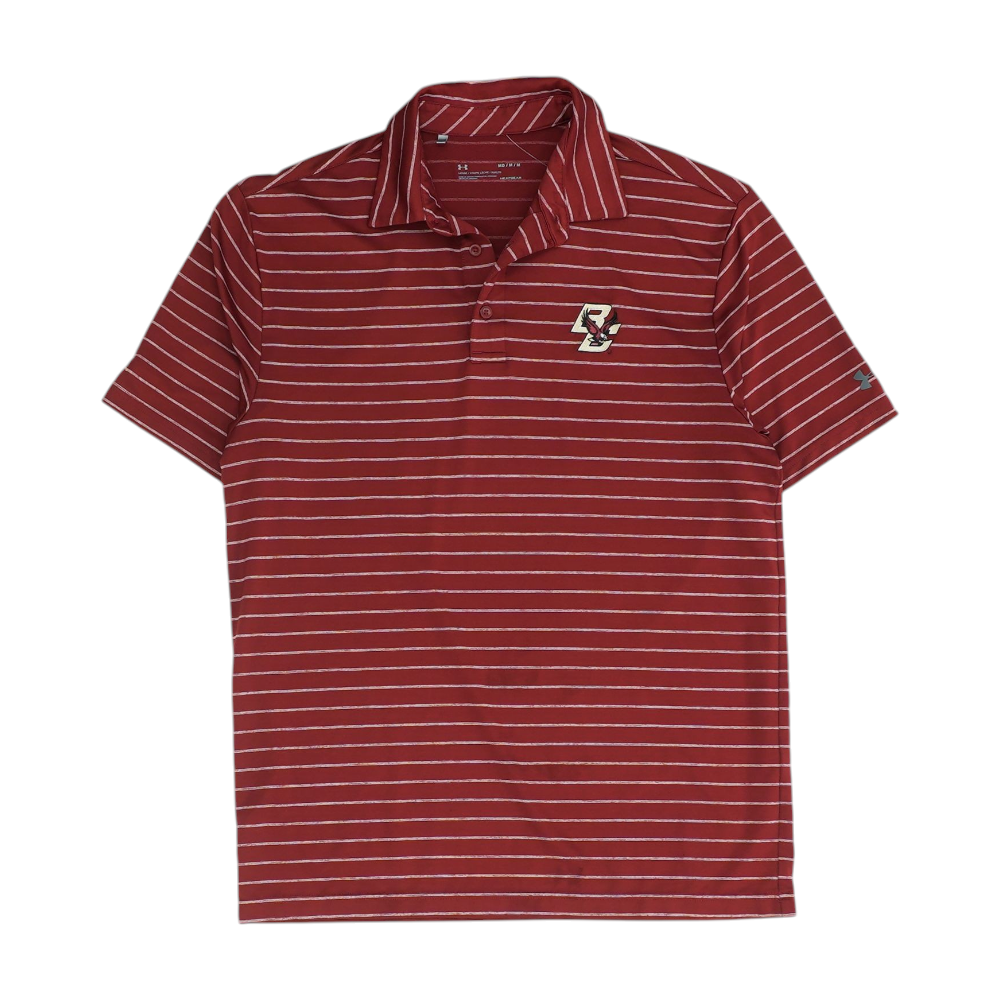 Maroon Boston College Eagles Striped Short Sleeve Polo