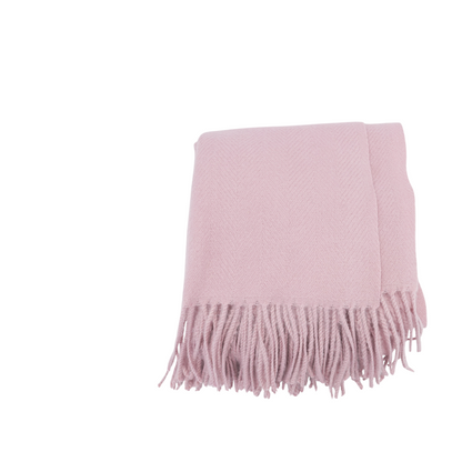 Pink Herringbone Wool Scarf
