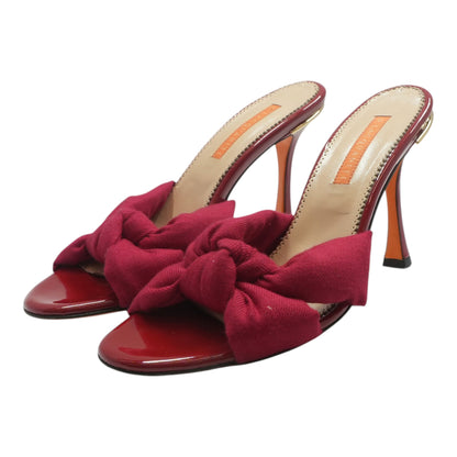 Red Sofia Fabric & Leather Mules