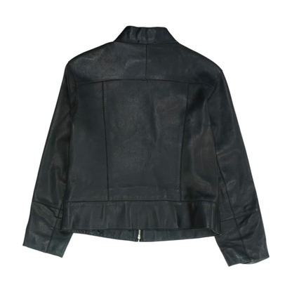 Black Solid Leather Jacket