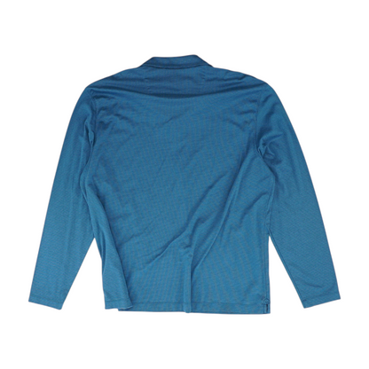 Teal Print Long Sleeve Polo