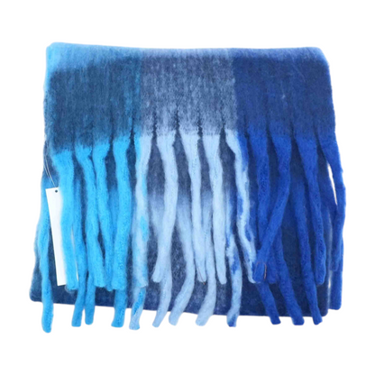 Blue Plaid 100% Polyester Scarf