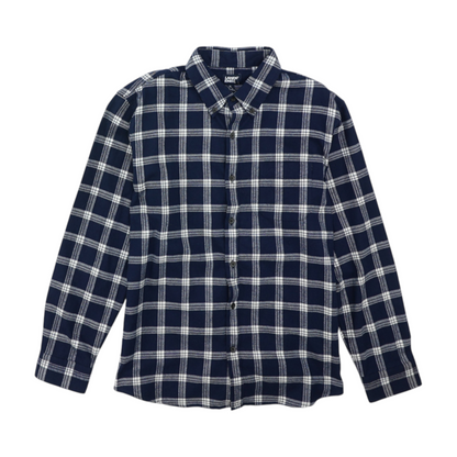 Navy Plaid Flannel Button Down