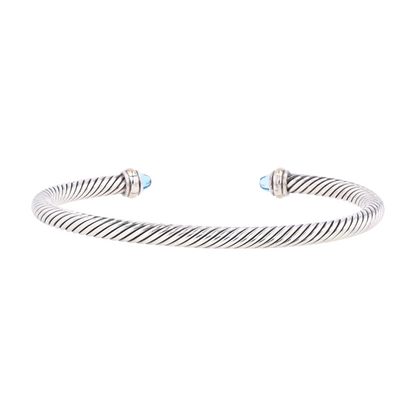 Sterling Silver Topaz Cuff Bracelet
