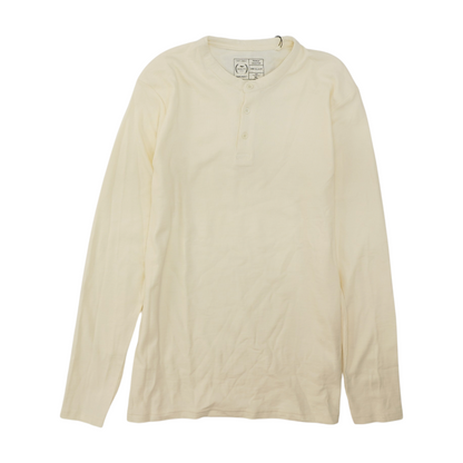Cream Solid Henley T-Shirt