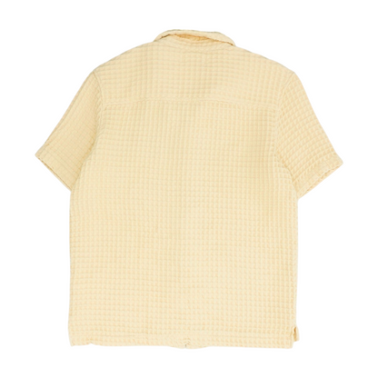 Beige Solid Short Sleeve Button Down