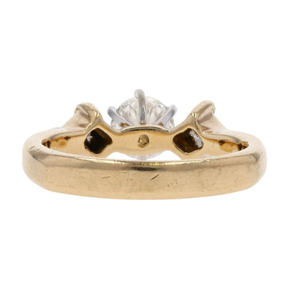 3/4 Ct 14K Gold Round Diamond Solitaire Princess Cut Engagement Ring