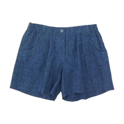 Blue Solid Knit Shorts