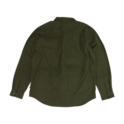 Green Solid Long Sleeve Button Down