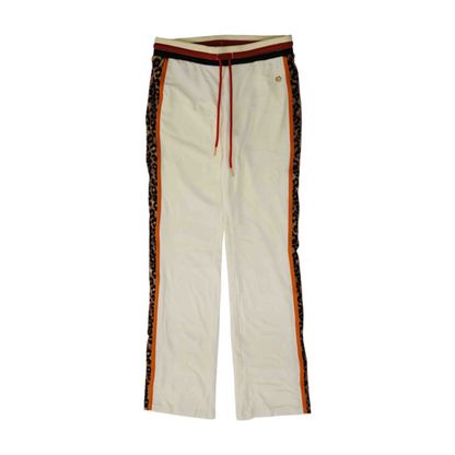 Beige Color Block Straight Pants