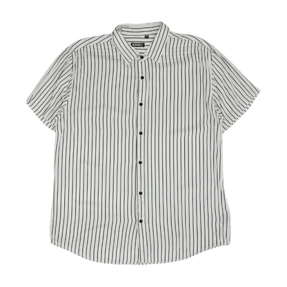 Ivory Striped Short Sleeve Button Down