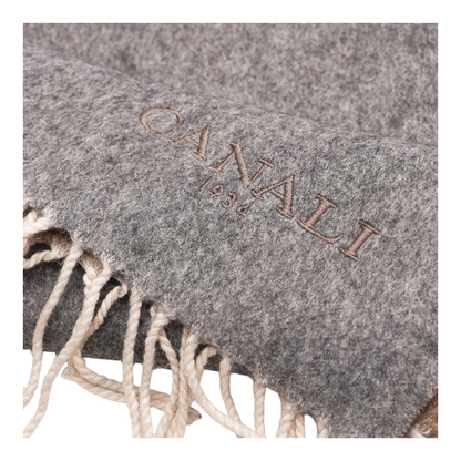 Gray Cashmere & Silk Blend Reversible Fringe Scarf