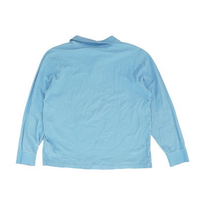 Blue Solid Long Sleeve Polo