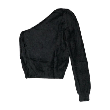 Black Solid One Shoulder Sweater