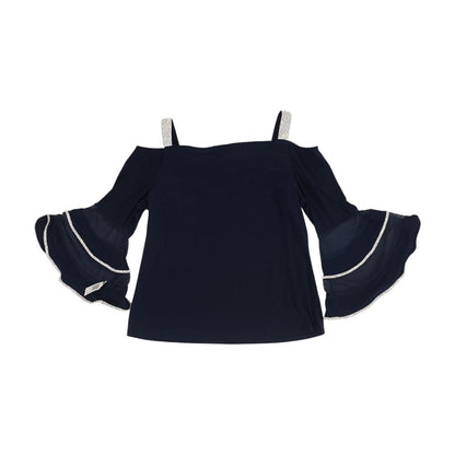 Navy Solid 3/4 Sleeve Blouse