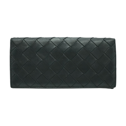 Long Wallet in Black Intrecciato Leather