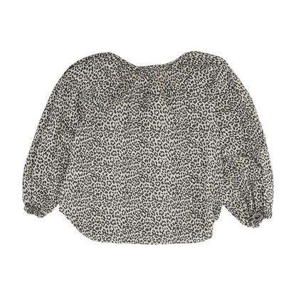 Gray Animal Print Long Sleeve Blouse