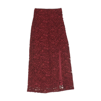 Maroon Floral Maxi Skirt